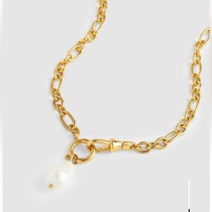 Madewell Gold Chain Necklace with White Pearl Drop